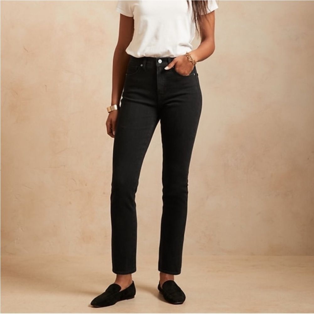 Banana Republic Premium Denim Black High-Rise Slim Jeans